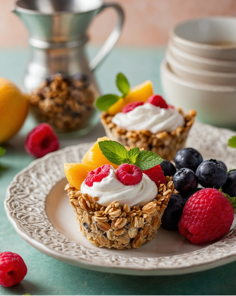 Frozen Yogurt Granola Cups on a Serving Plate