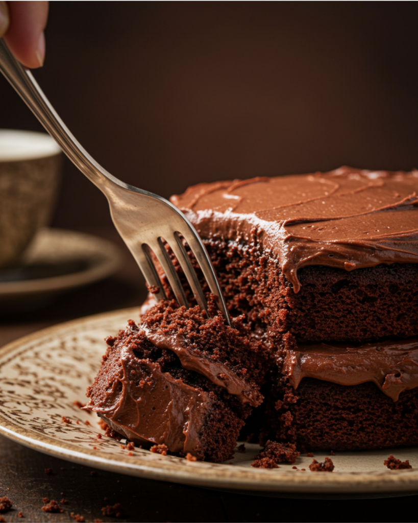 Fresh ingredients laid out for a homemade chocolate cake, including flour, cocoa powder, and eggs.