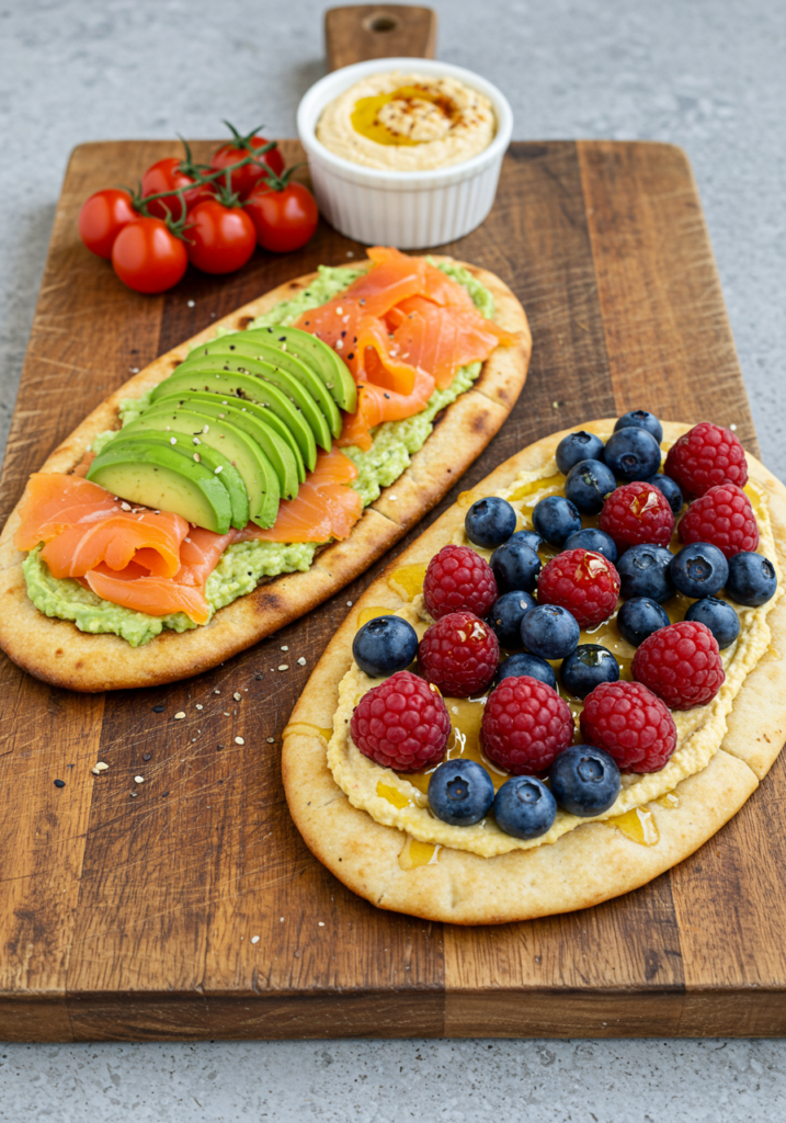 A stack of golden flatbreads on a white plate with a sprig of parsley for decoration.