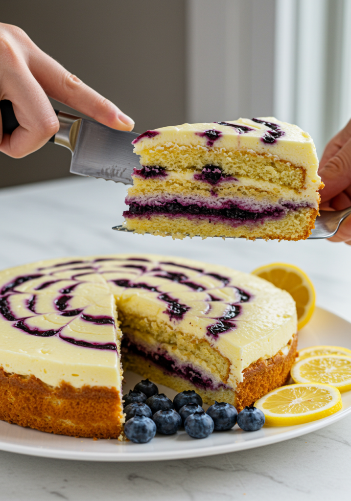 A saucepan of bubbling blueberry filling with bursting blueberries and a glossy texture.