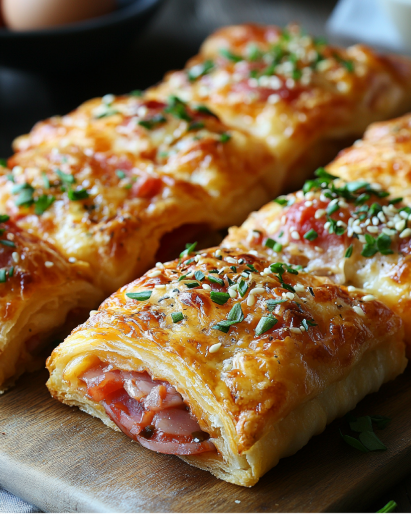 Italian Sub Squares on a party platter with fresh garnishes and dipping sauce.