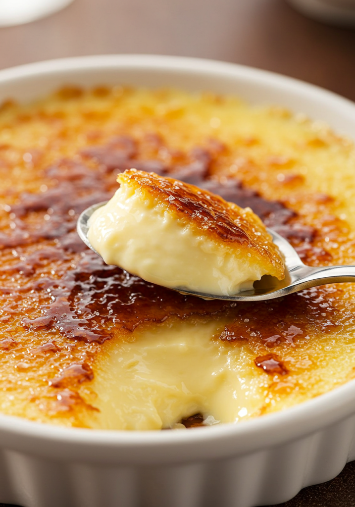 ème brûlée with a caramelized sugar crust