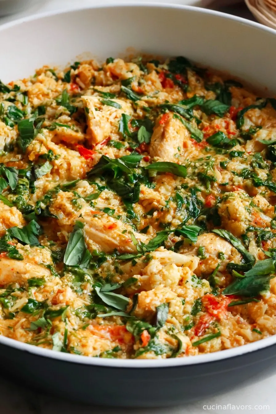 15-Minute Chicken Cauliflower Rice With Pesto (High-Protein)