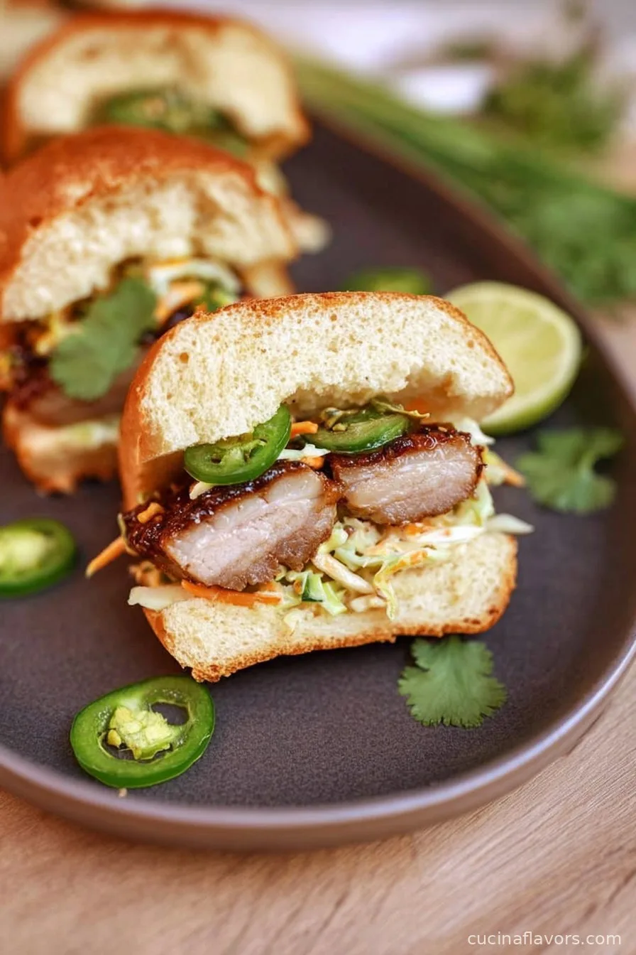 Braised Pork Belly Sliders with Asian Slaw