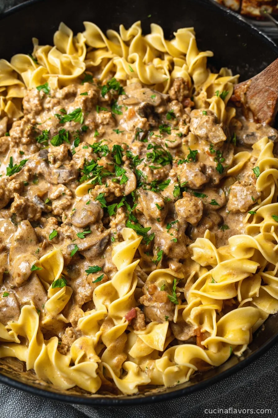 Easy Ground Turkey Stroganoff