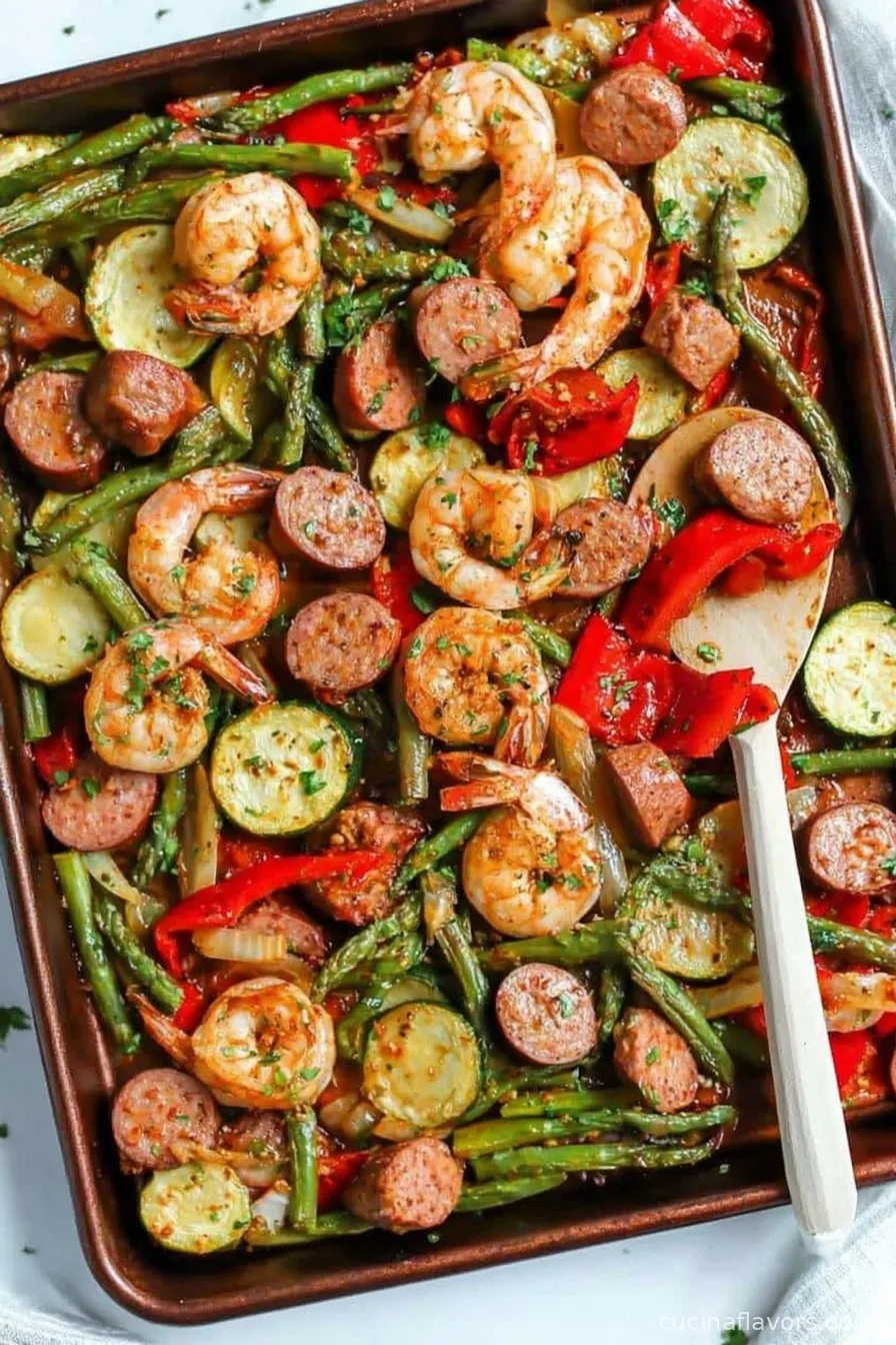 Easy Sheet Pan Cajun Shrimp and Sausage  Dinner Recipe