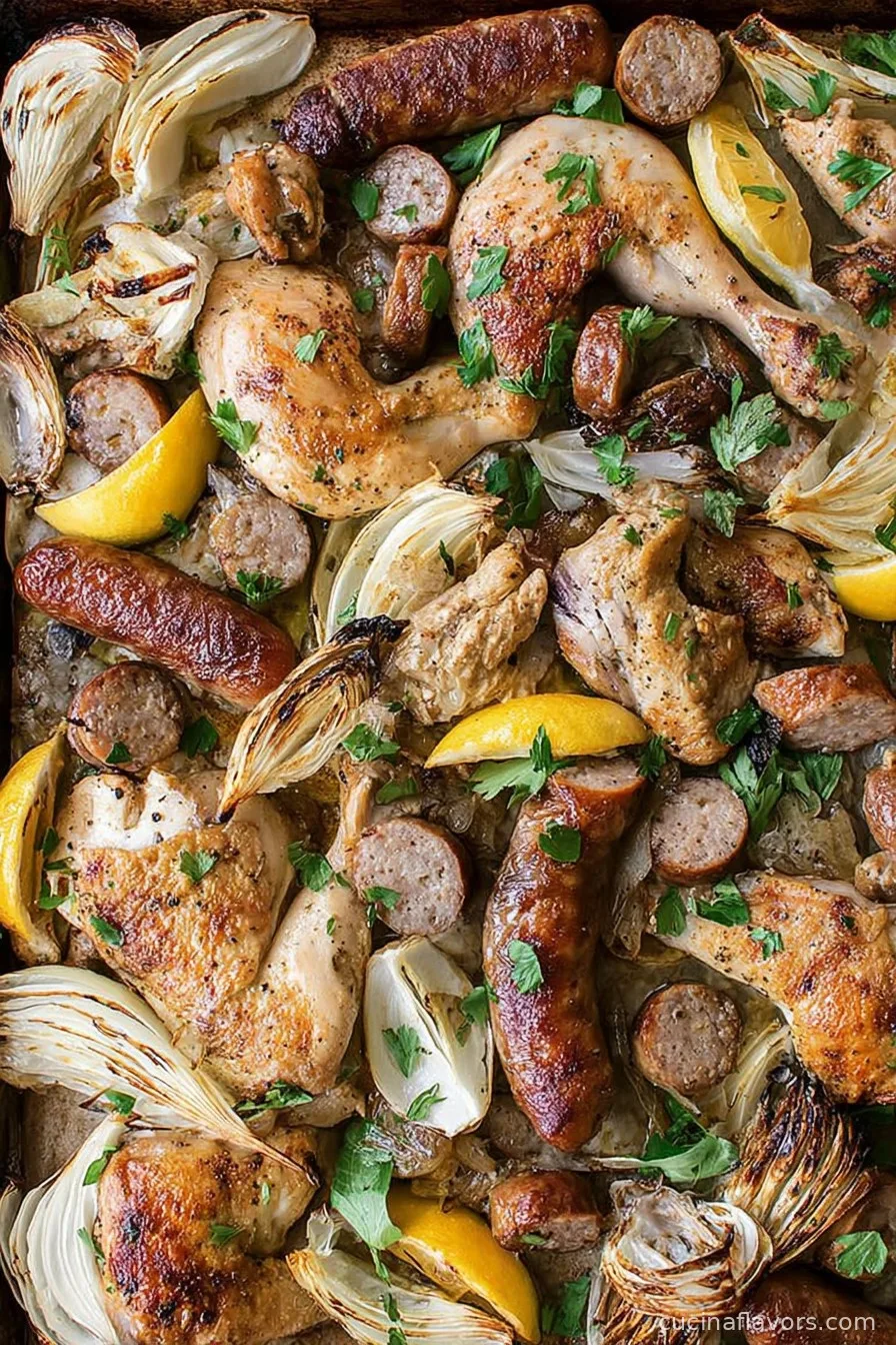 Easy Sheet Pan Chicken and Sausage Bake