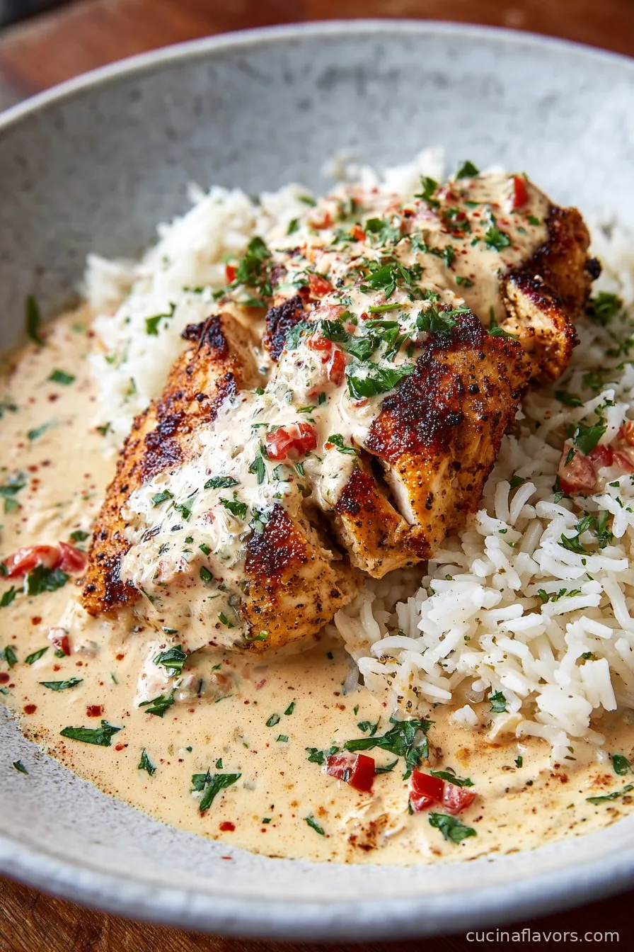 High Protein Creamy Cajun Chicken with Garlic Rice