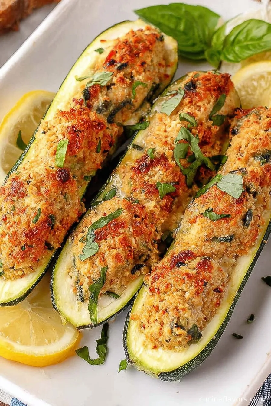 High Protein Stuffed Zucchini