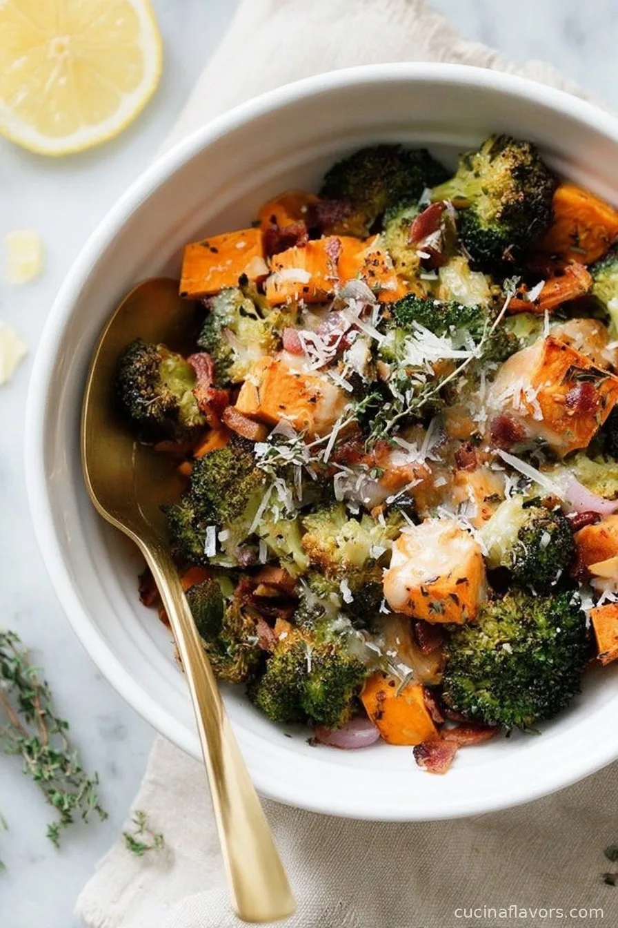 One-Dish Chicken Sweet Potato Bake with Broccoli