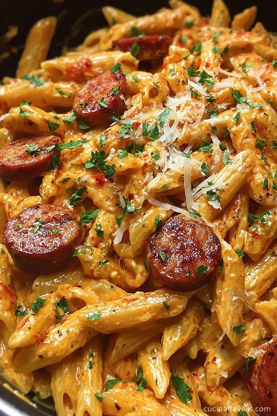 One-Pot Creamy Spicy Cajun Sausage Pasta