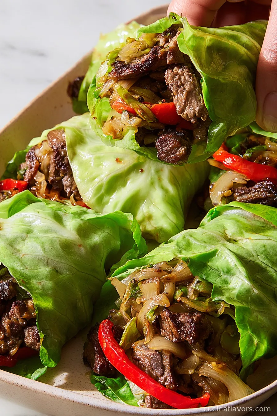 Philly Cheesesteak Cabbage Wraps