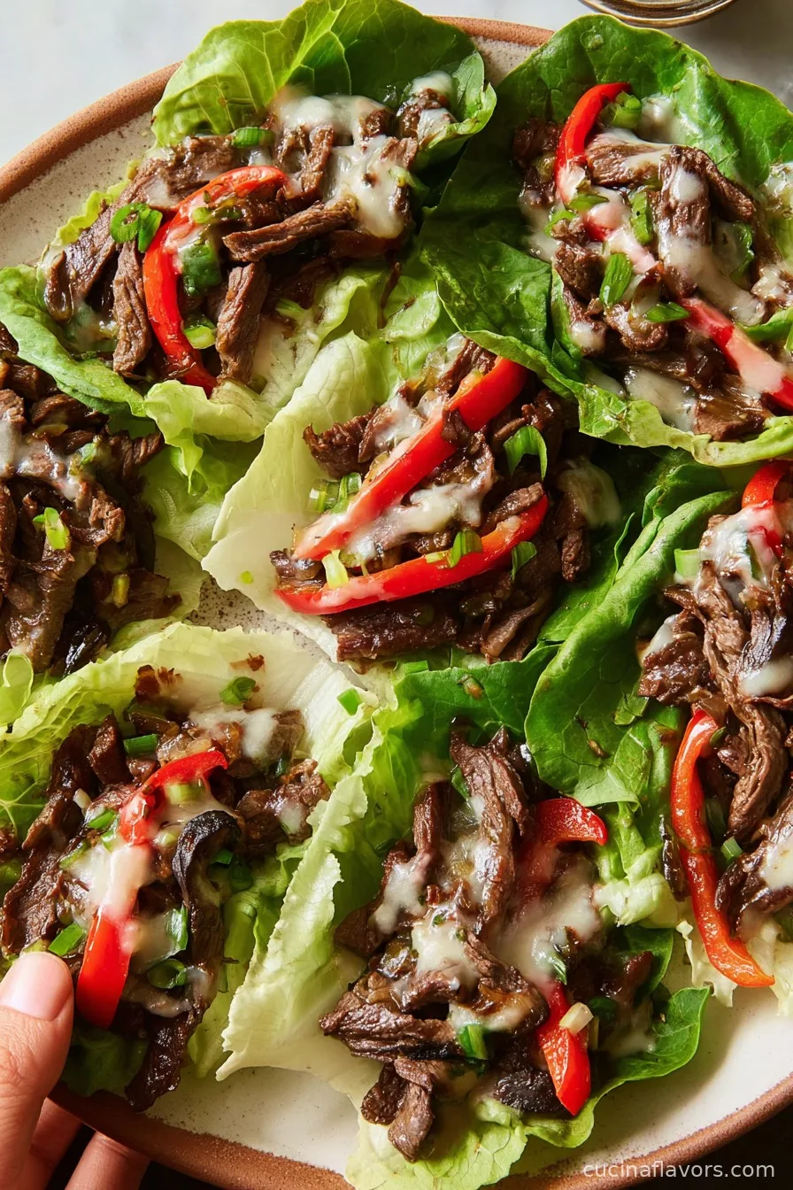 Philly Cheesesteak Lettuce Wraps