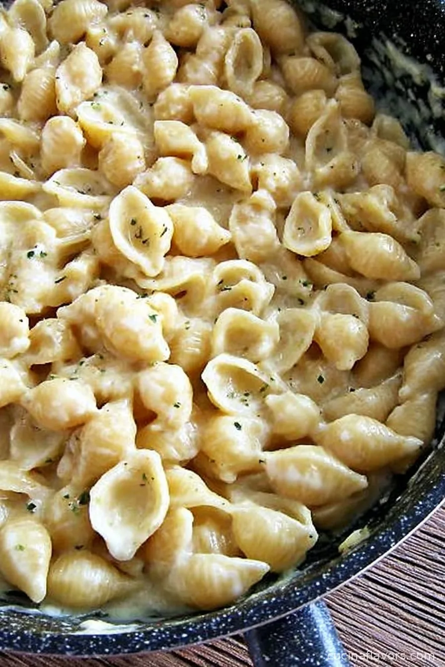 Easy Creamy Garlic Pasta Shells