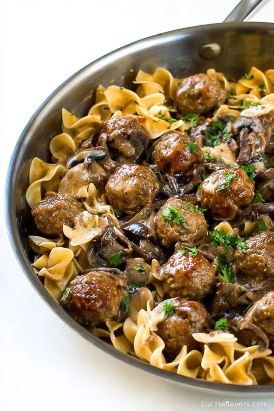 Easy One-Pan Meatball Stroganoff
