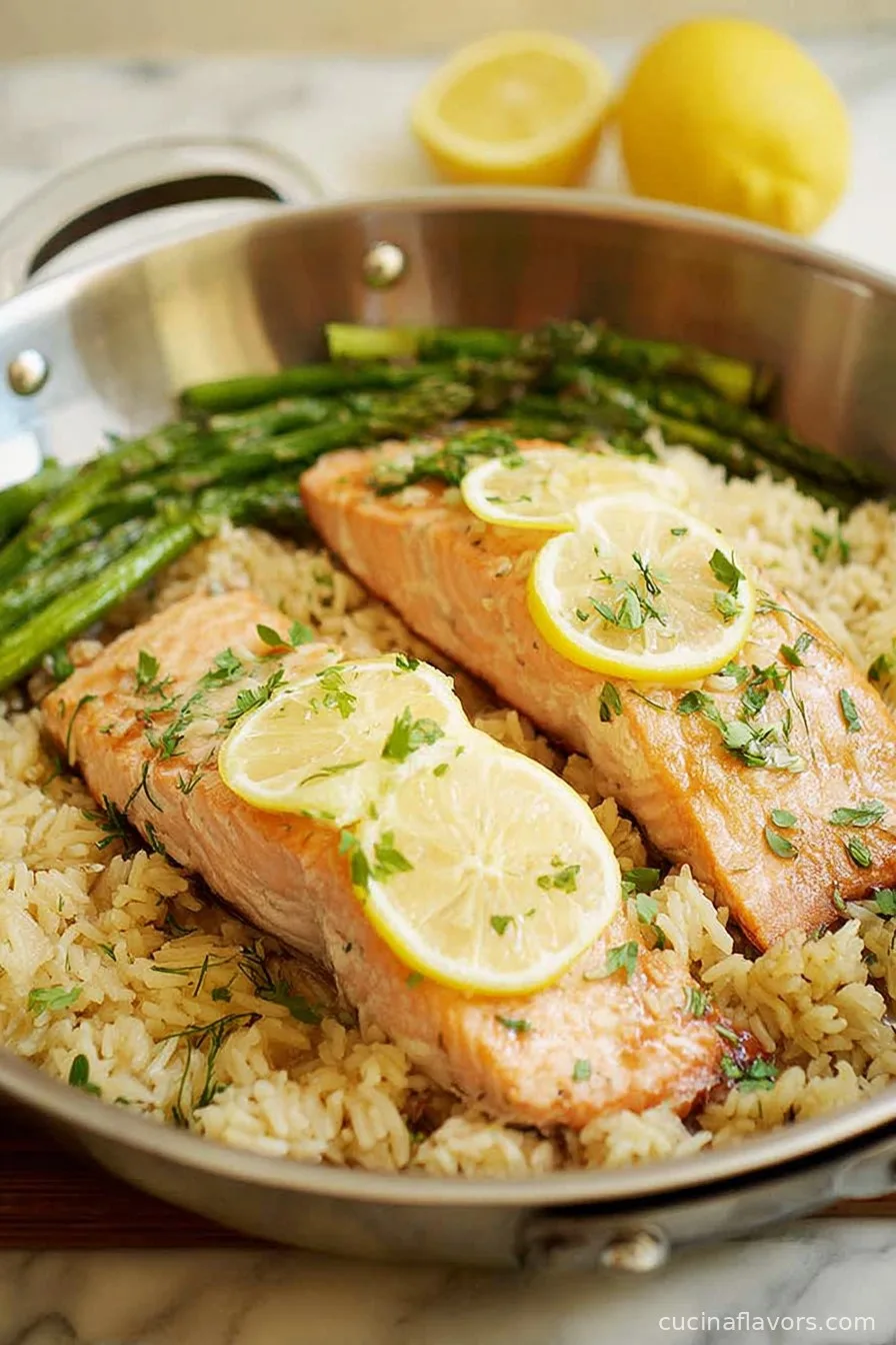 Easy One-Pan Salmon and Rice with Lemon & Herbs