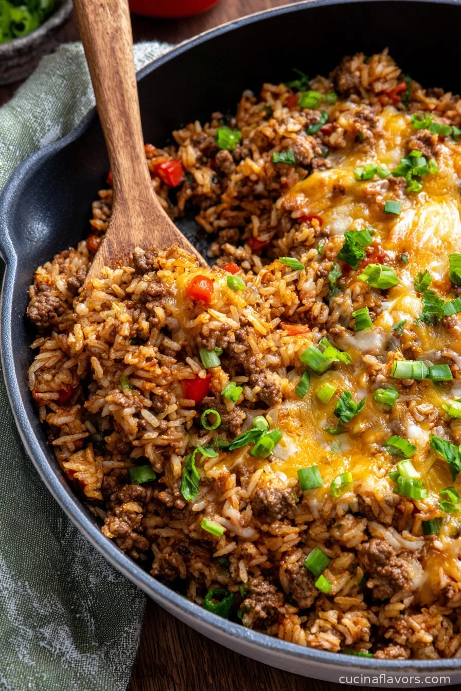 Easy One Pot Cheesy Cajun Beef Rice Recipe