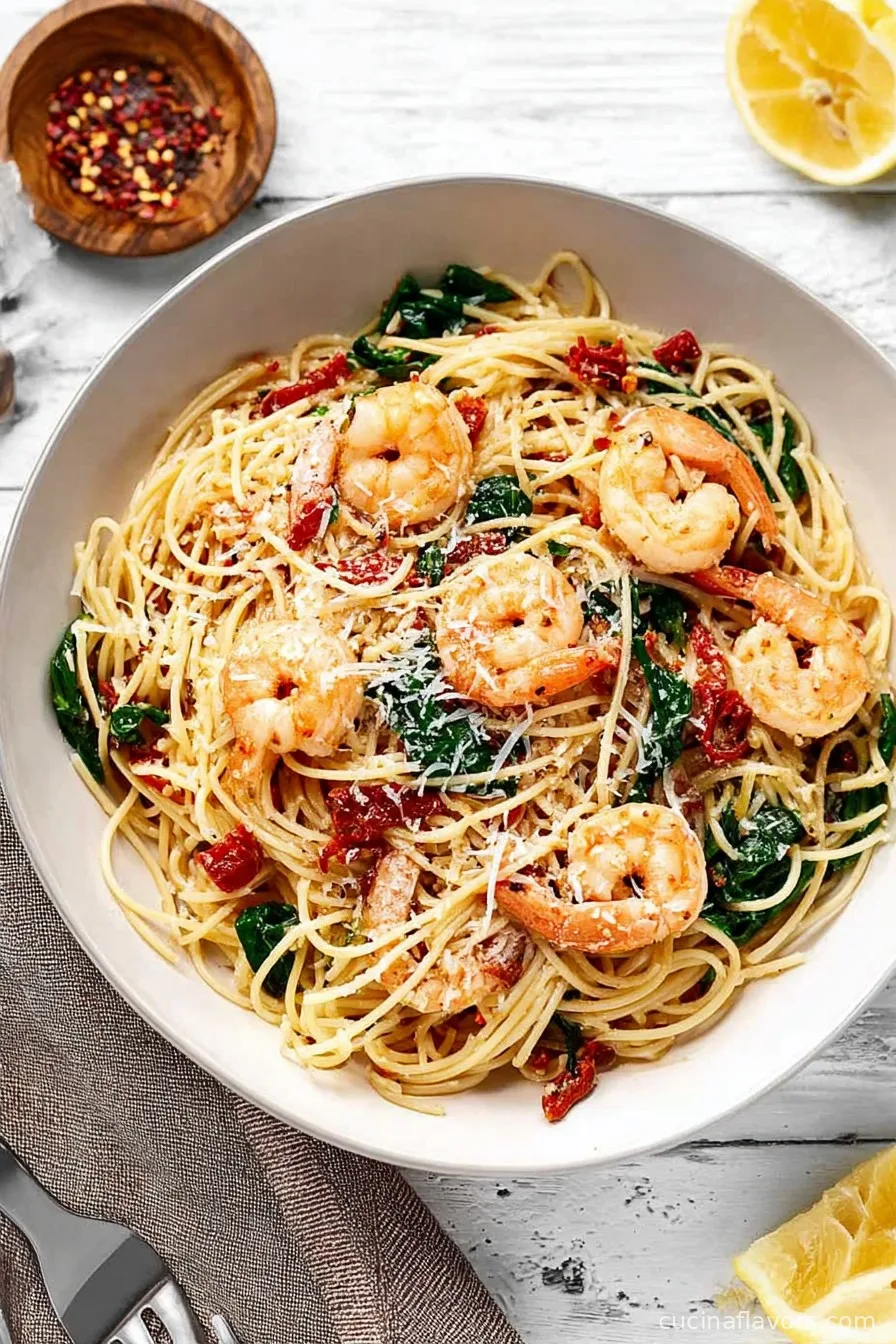 Easy One-Pot Lemon and Garlic Shrimp Pasta