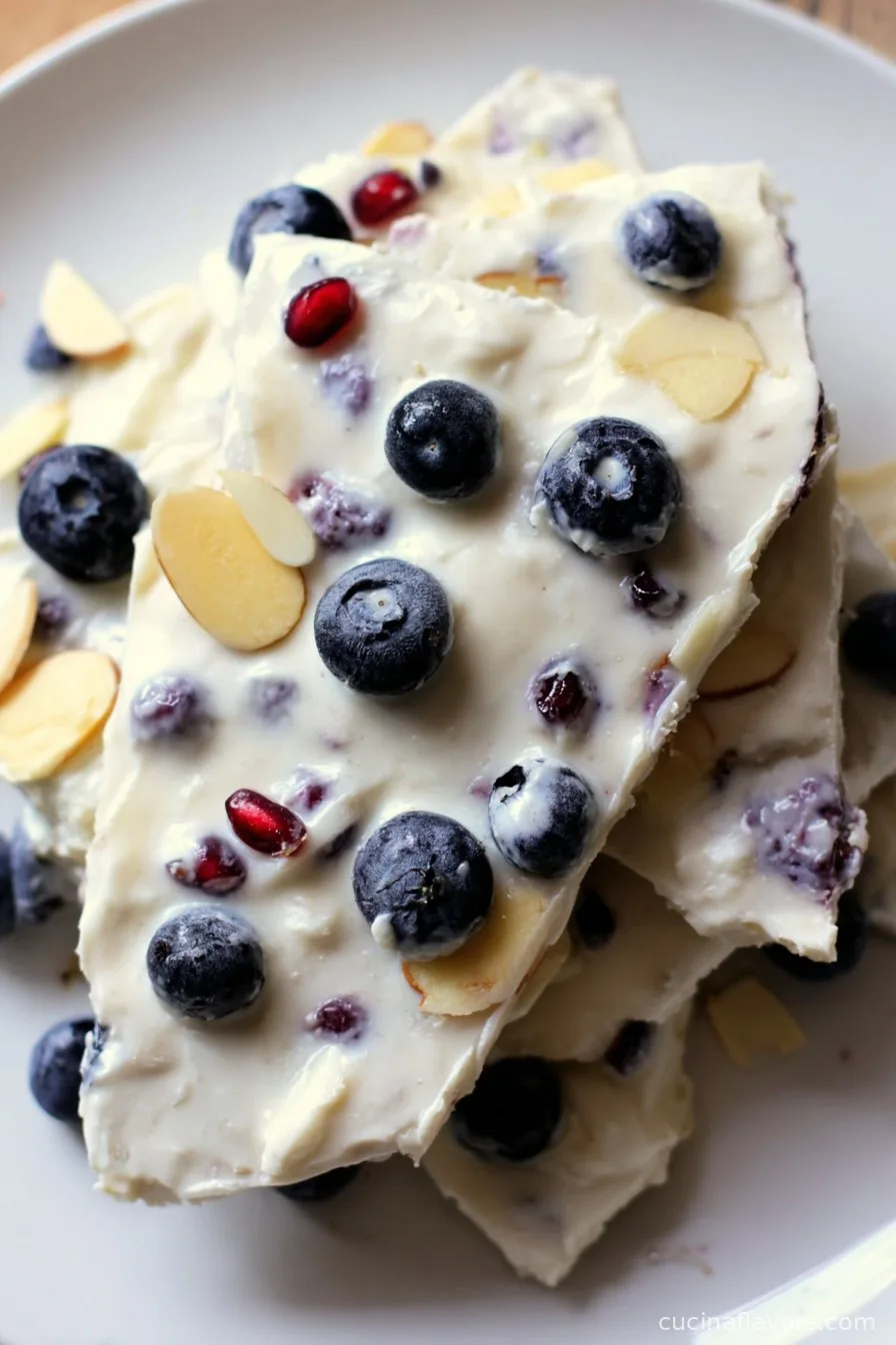 Frozen Yogurt Bark with Blueberries & Pomegranate
