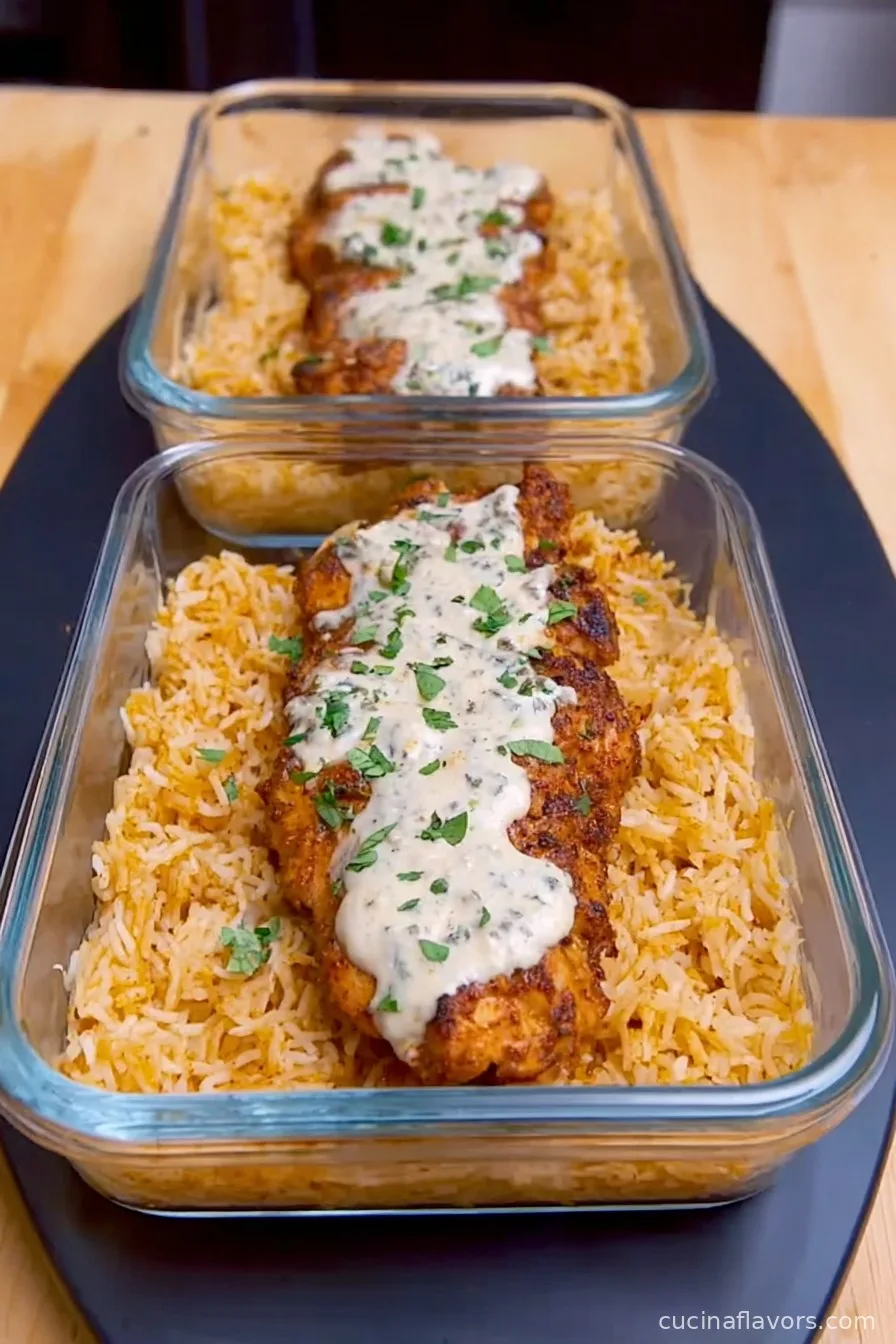 High Protein Creamy Cajun Chicken with Garlic Rice Meal Prep