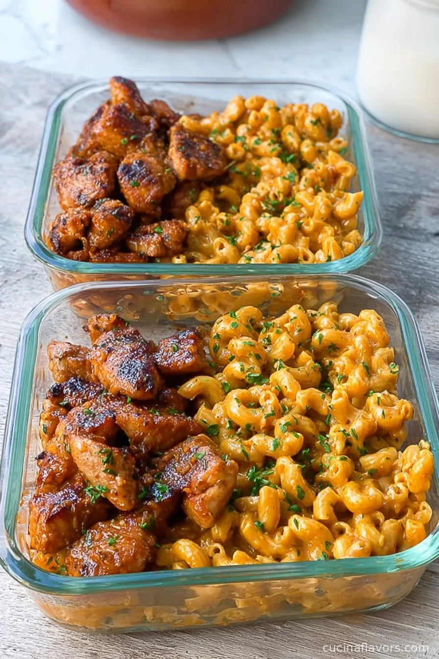 Honey Garlic Chicken with Cheesy Mac Meal Prep