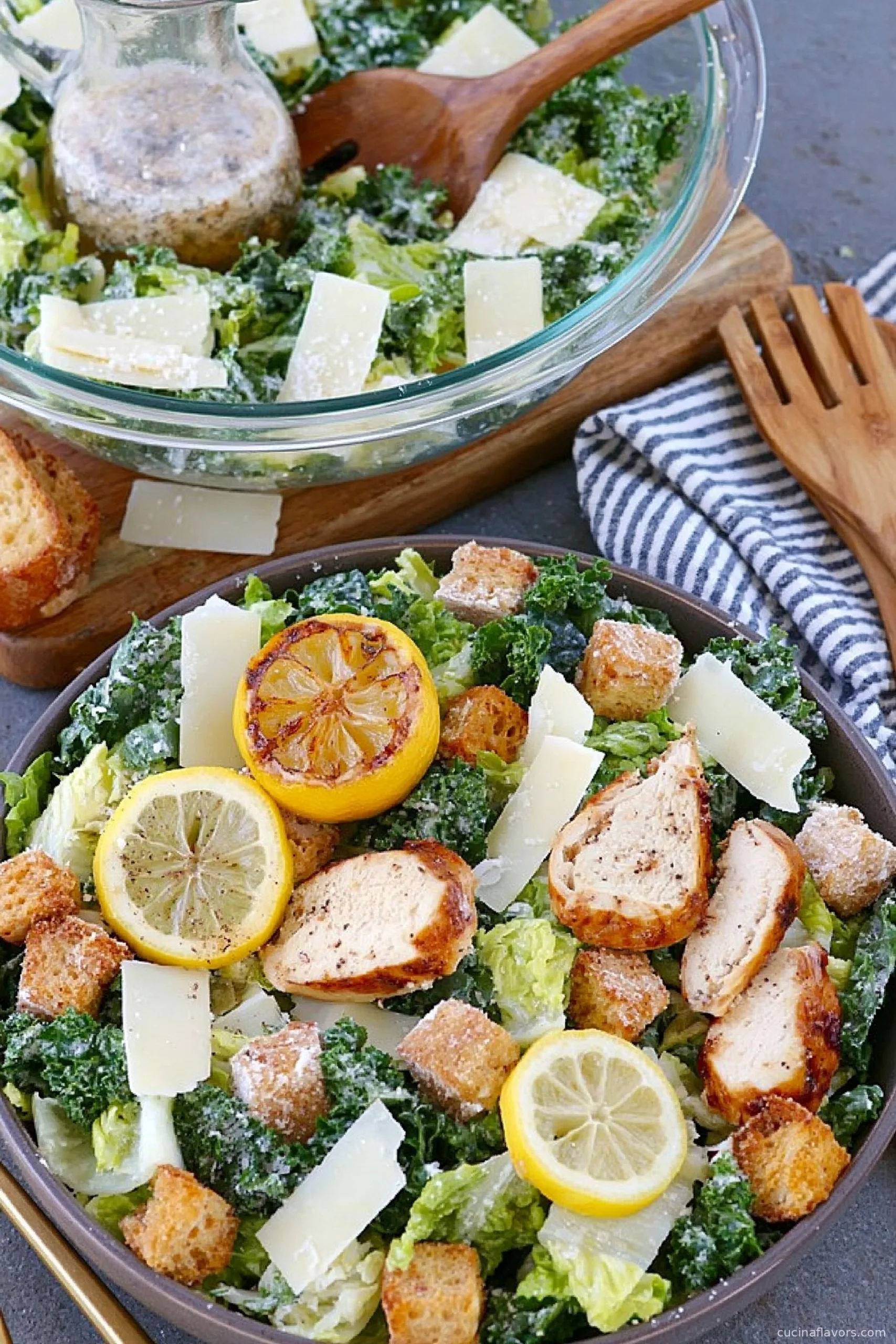 Lemon Kale Caesar Salad