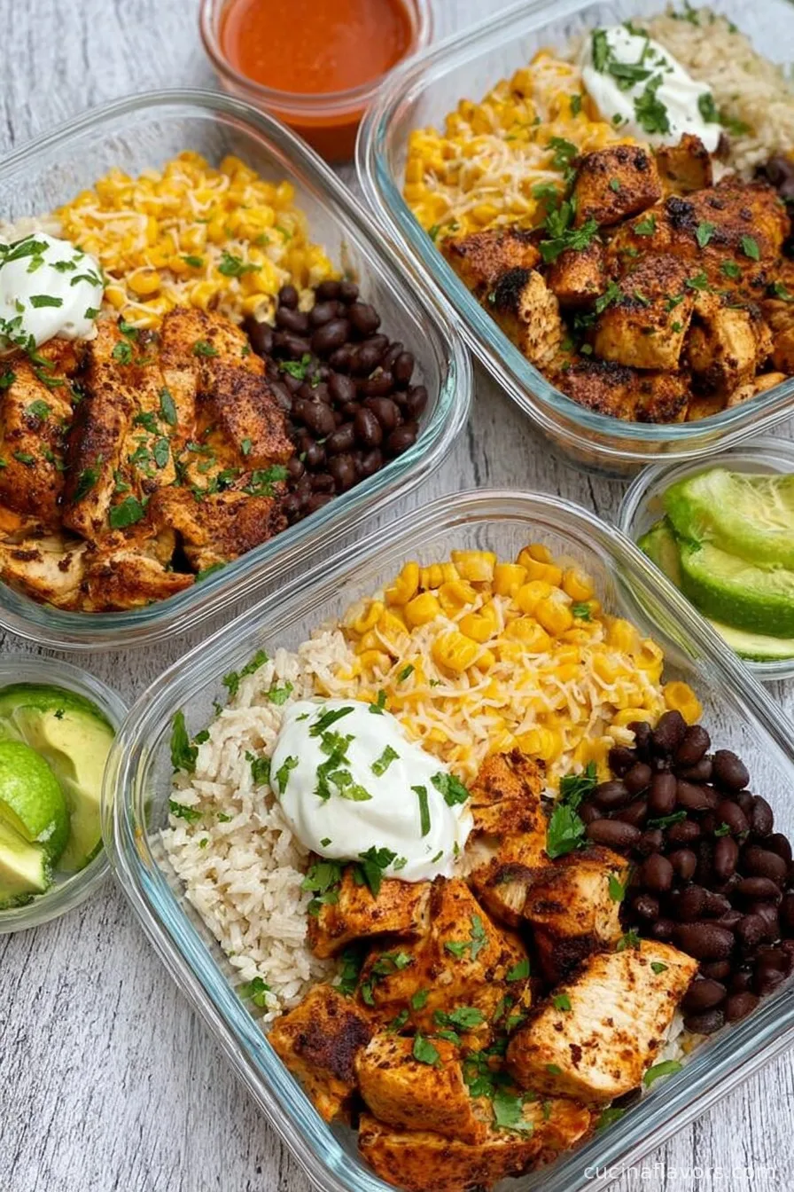 Meal-Prep Chipotle Chicken and Rice Bowls - Cucina Flavors
