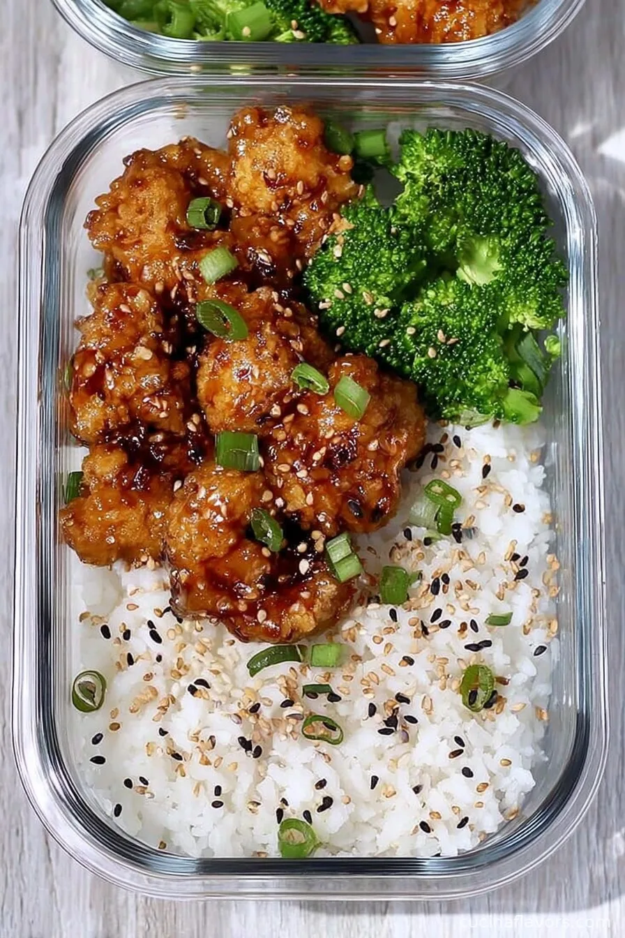 Meal-Prep Crispy Air Fryer Firecracker Chicken and Rice Bowls