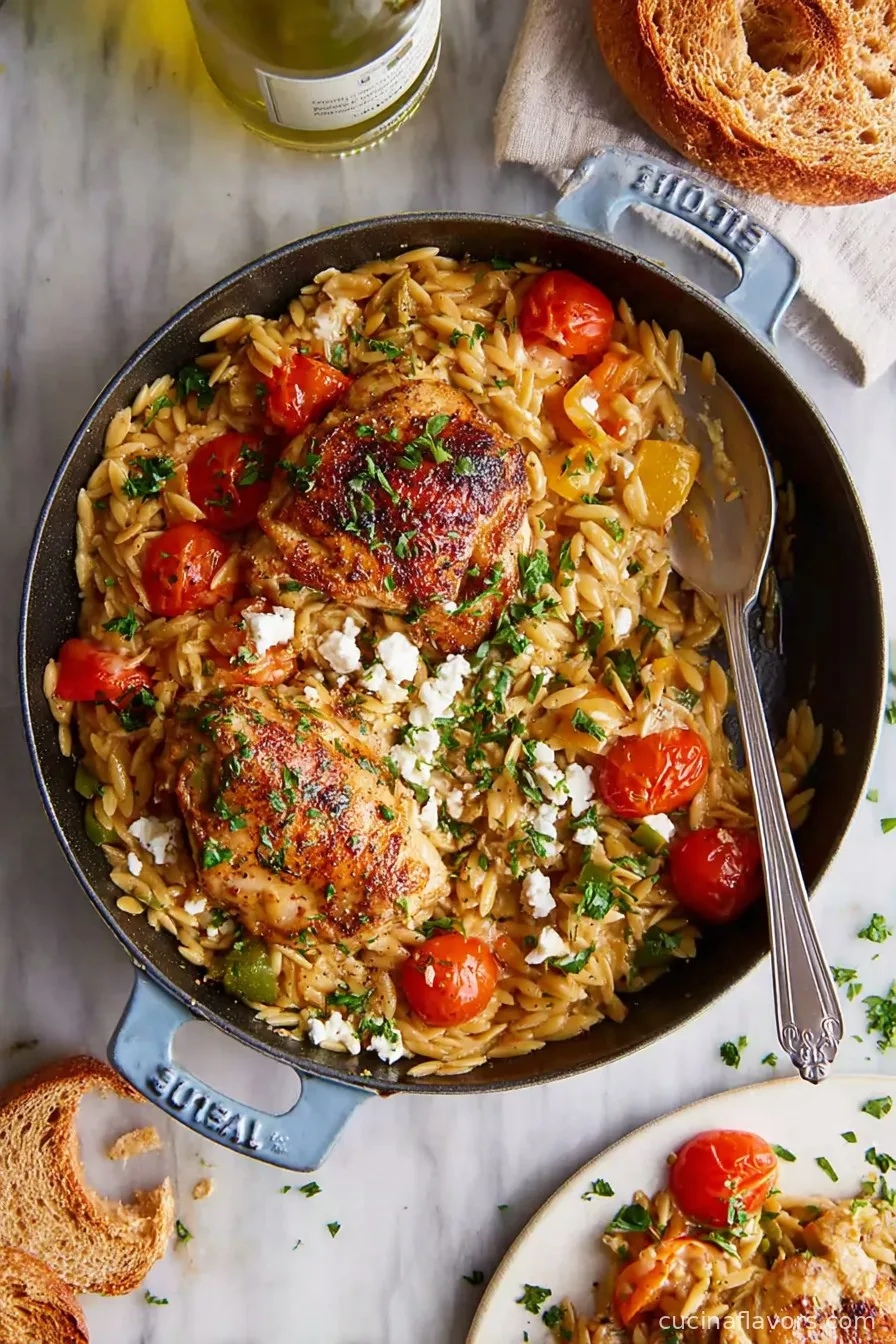 One Pot Greek Chicken and Orzo