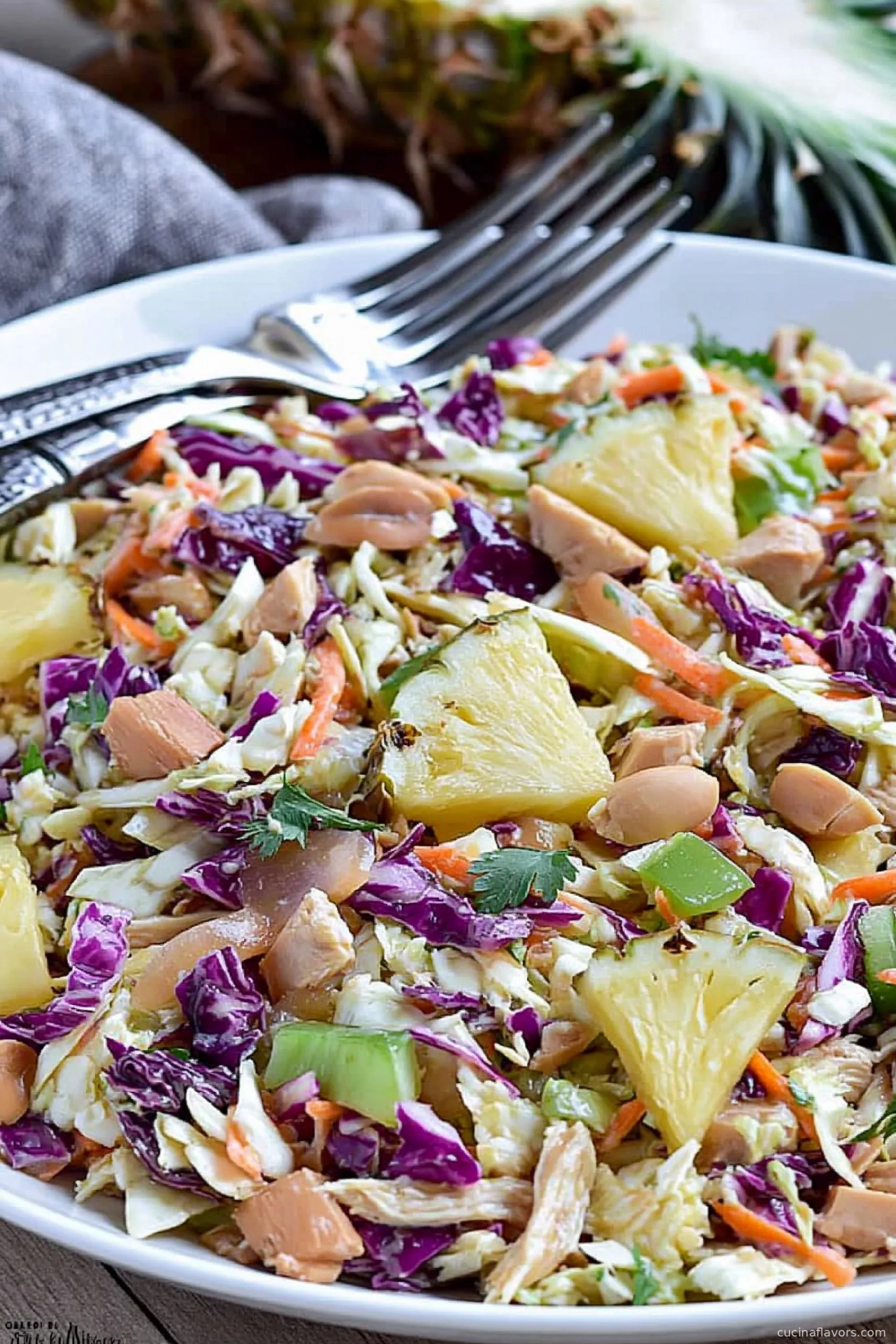 Tropical Chicken Slaw with Pineapple Vinaigrette